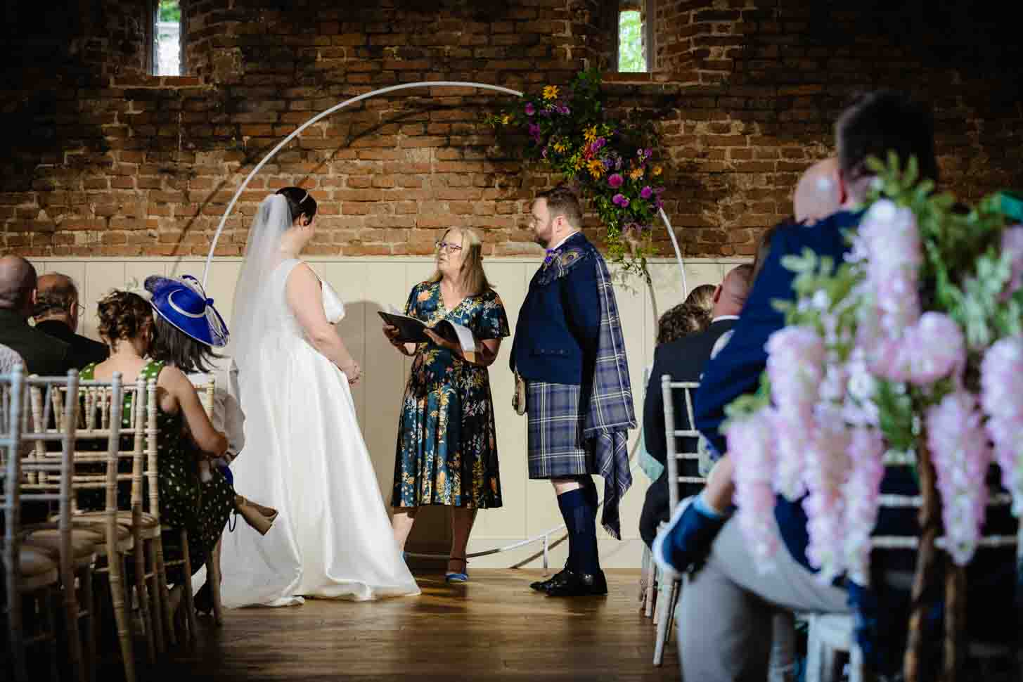 Deb Reed Celebrant Colchester Essex, officiating at the wedding of Cheyney and Albert.